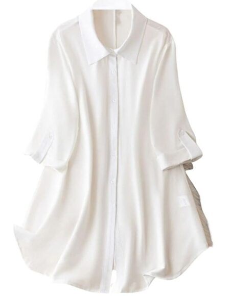 Solid Button Front Shirt Dress for Women