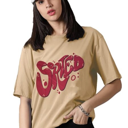 Half Sleeves Cotton Blend Back Printed T-Shirt