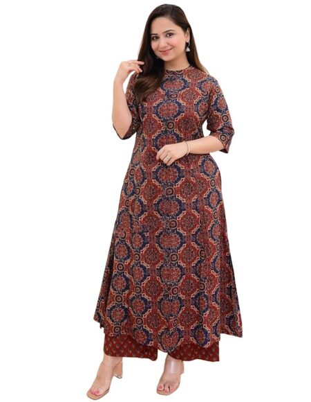 Women’s Cotton Blend Straight Kurta with Palazzo