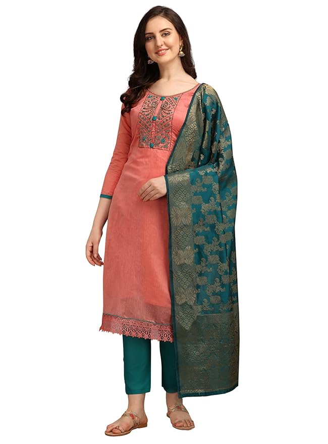 Women’s Cotton Salwar Suit Banarasi Dupatta