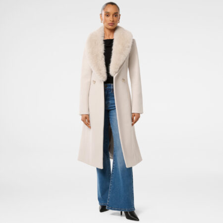 Monica Petite Fur Collar Wrap Coat