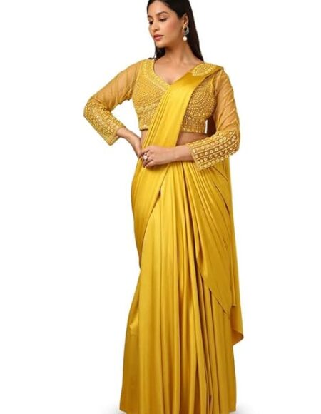 Womens Beads Embellished Nylon Blend Saree