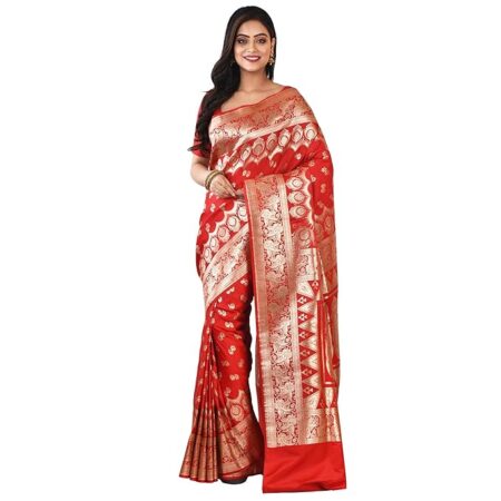 Pure Katan Silk Minakari Banarasi Wedding Saree with Blouse Piece
