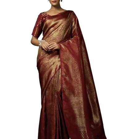 Art Silk Saree with Unstitched Blouse Piece - Zari
