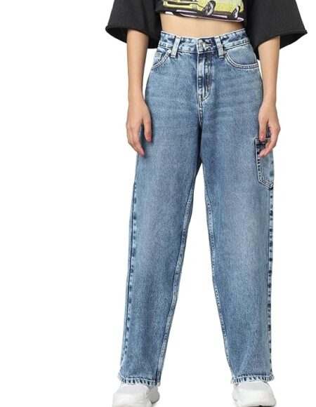 Women Straight Fit High-Rise Clean Look Light Fade Pure Cotton Jeans